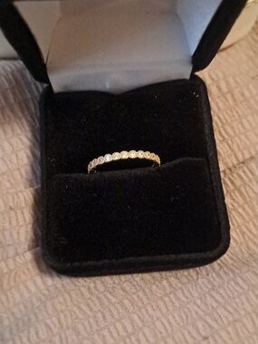 18k Gold plated sterling silver CZ eternity band ring size 6